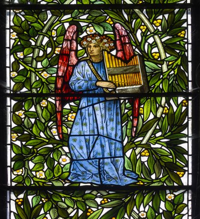 Nun Monkton, St Mary, Morris Marshall & Faulkner & Co, William Morris, Edward Burne-Jones, Engel Musiker, 1873 von Edward and Morris Burne Jones